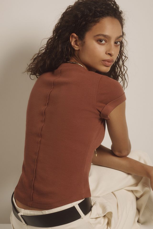 The Andie Ribbed Henley Top by Pilcro: Short-Sleeve Edition #1