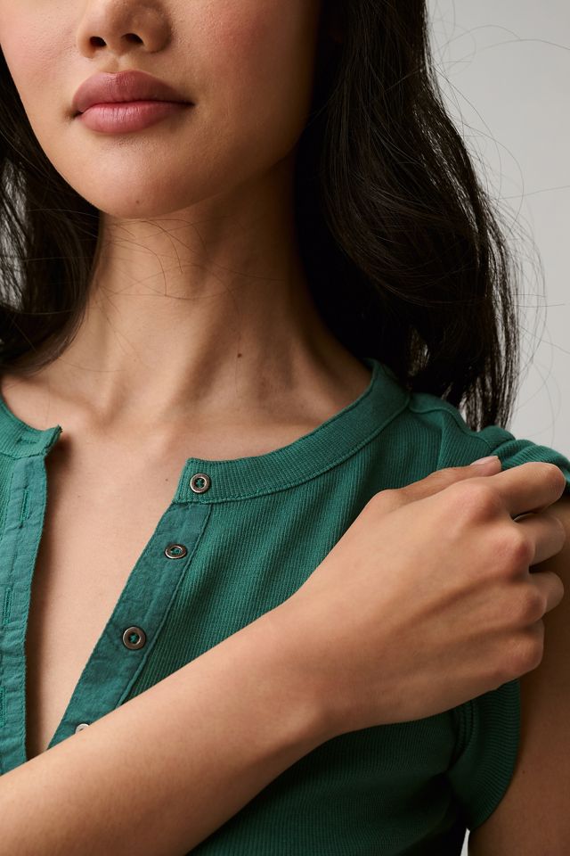 The Andie Ribbed Henley Top by Pilcro: Short-Sleeve Edition #4