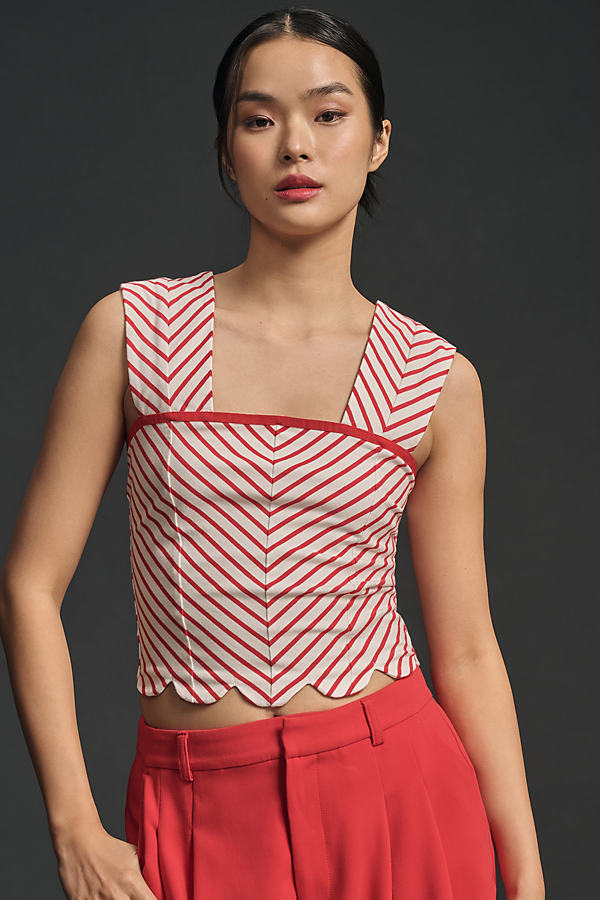 Maeve Square-neck Cropped Tee In Red