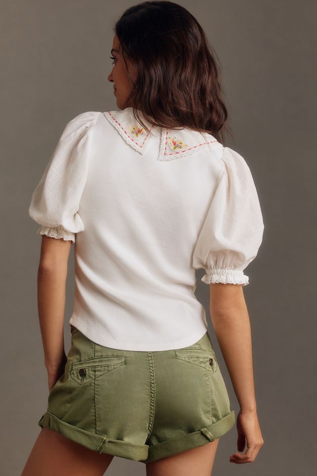 By Anthropologie Short-Sleeve Collared Top #1