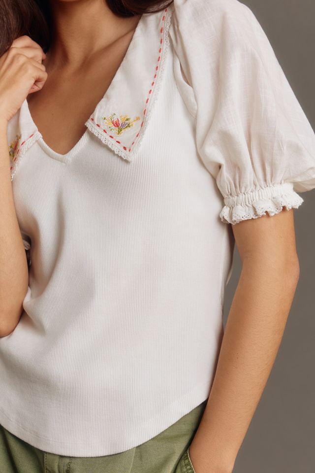 By Anthropologie Short-Sleeve Collared Top #2