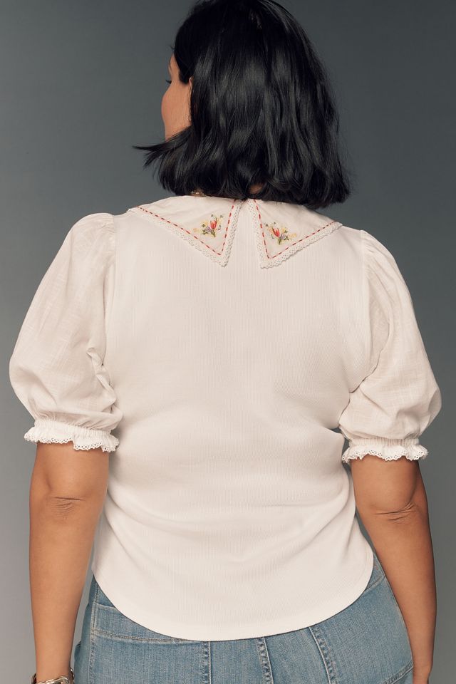 By Anthropologie Short-Sleeve Collared Top #5