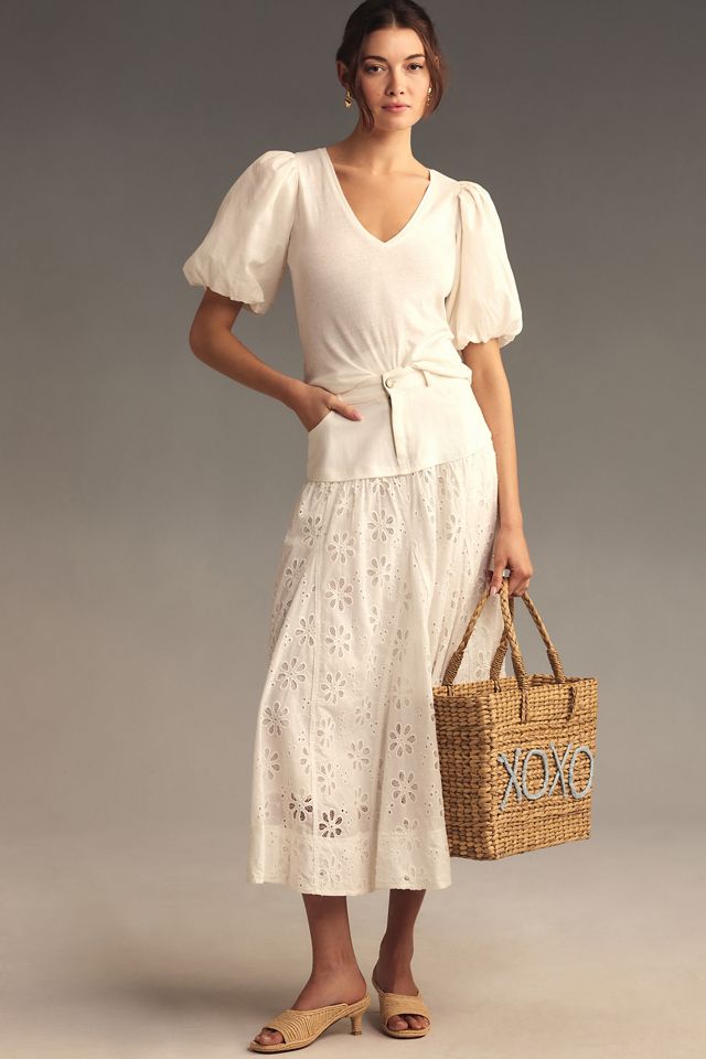 By Anthropologie Puff-Sleeve V-Neck Top #3