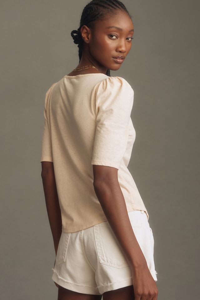 By Anthropologie Puff-Sleeve Henley Top #1