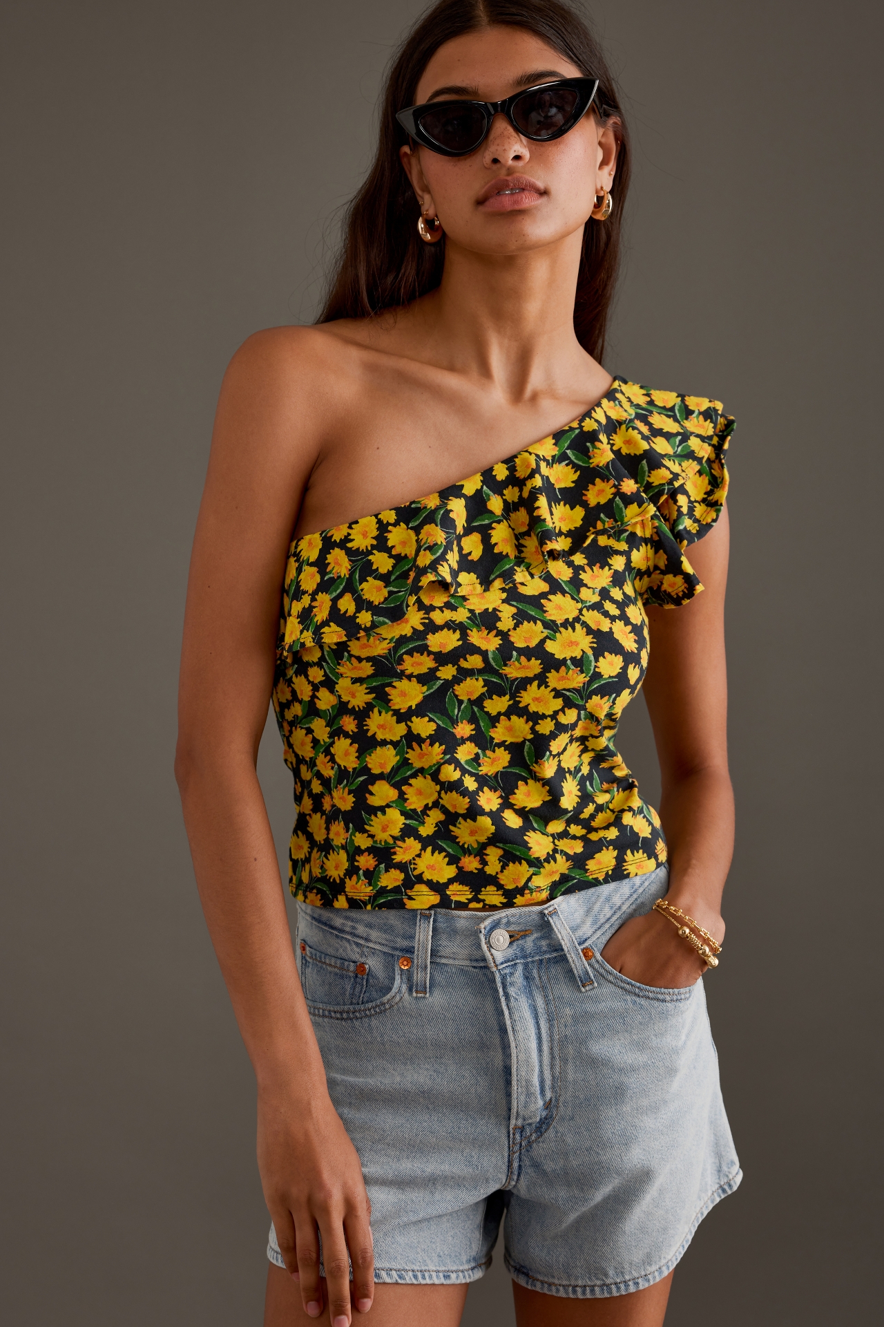 Maeve One-Shoulder Ruffled Top