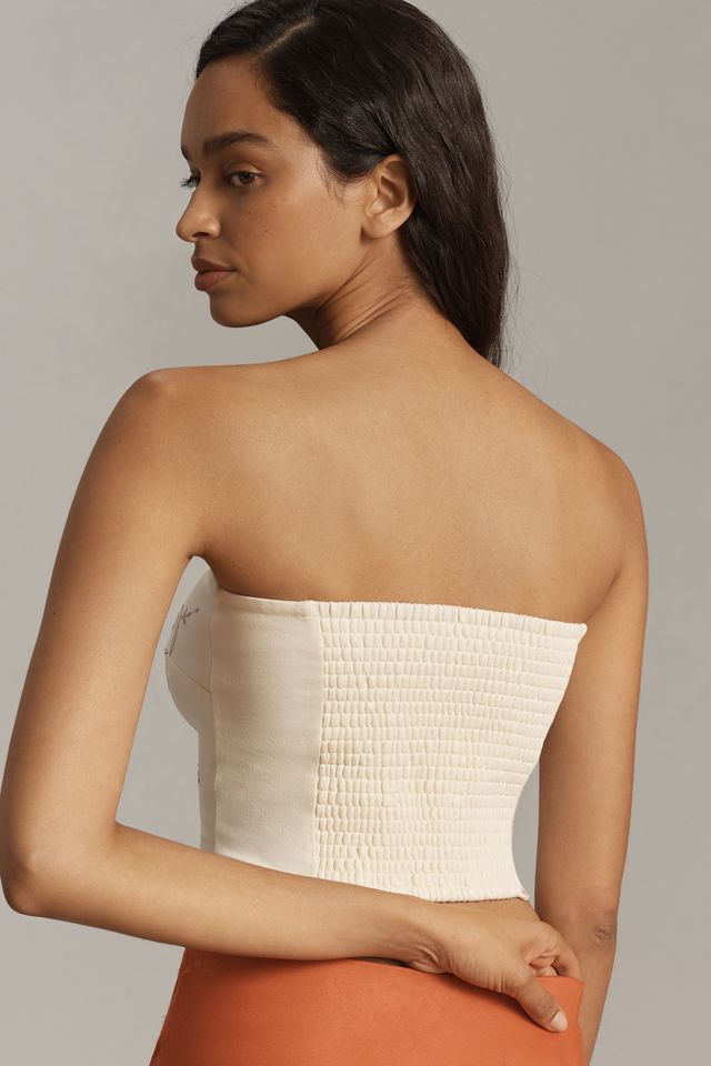 By Anthropologie Embroidered Cutwork Hanky-Hem Tube Top #1