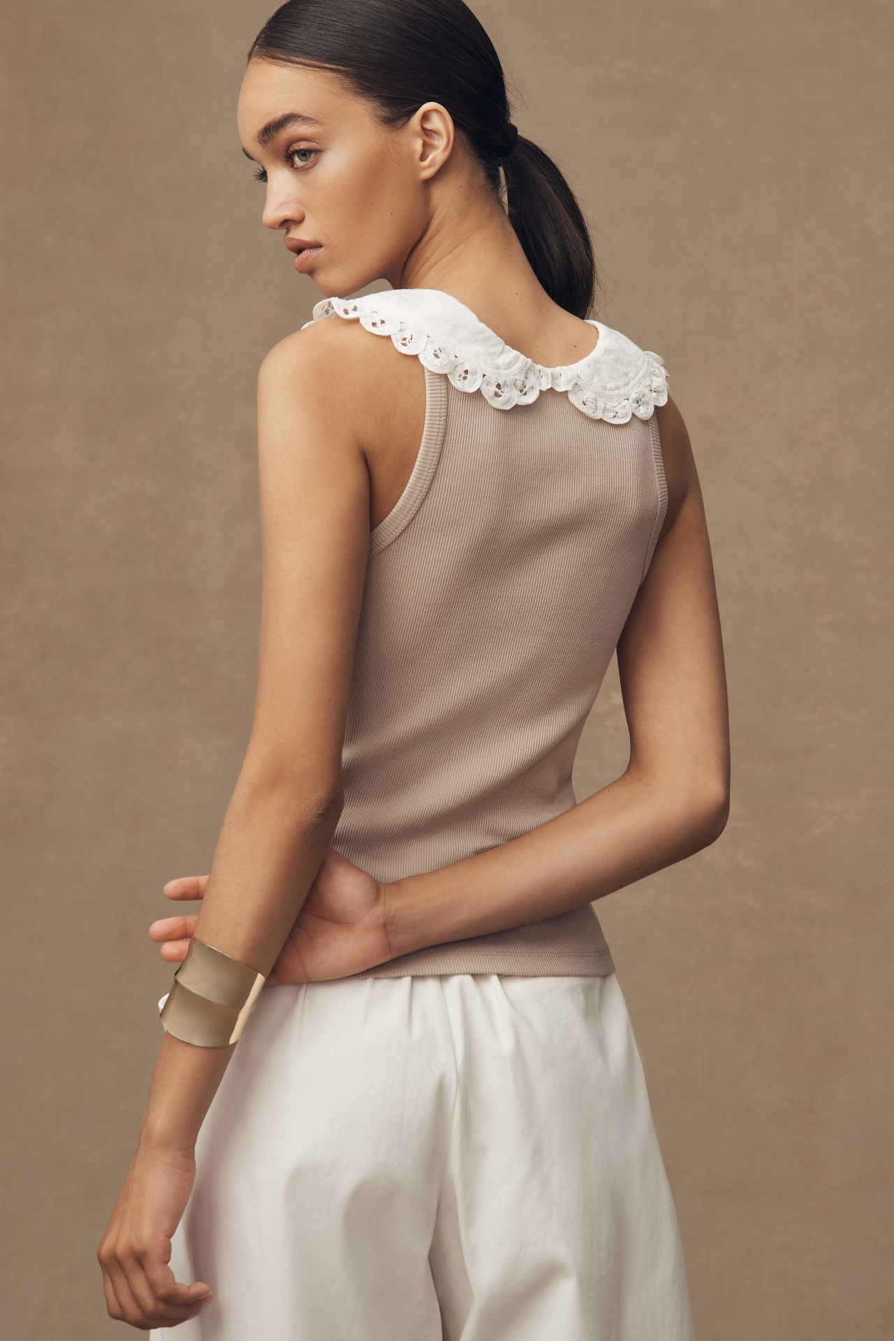 By Anthropologie Lace-Collar Tank