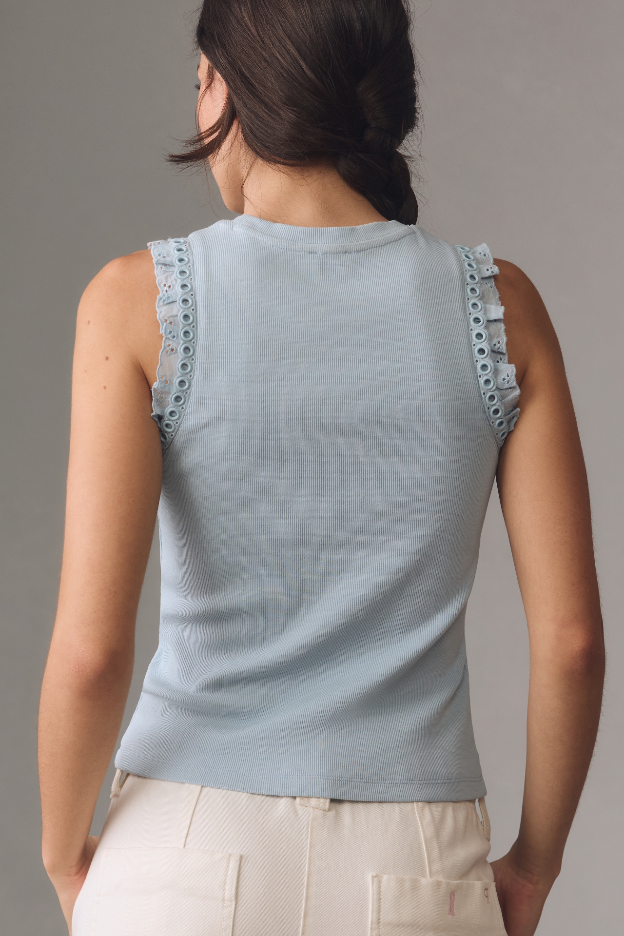 Maeve Eyelet-Trim Crop Tank