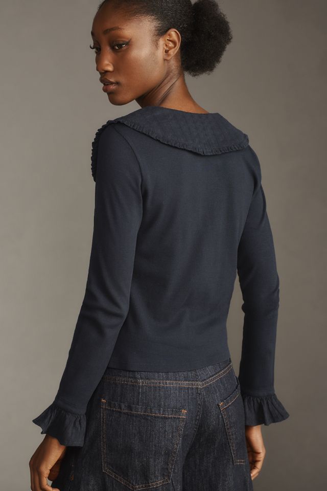 La Blusa Keira con Cuello y Botones Frontales de Pilcro: Edición de Manga Larga #1