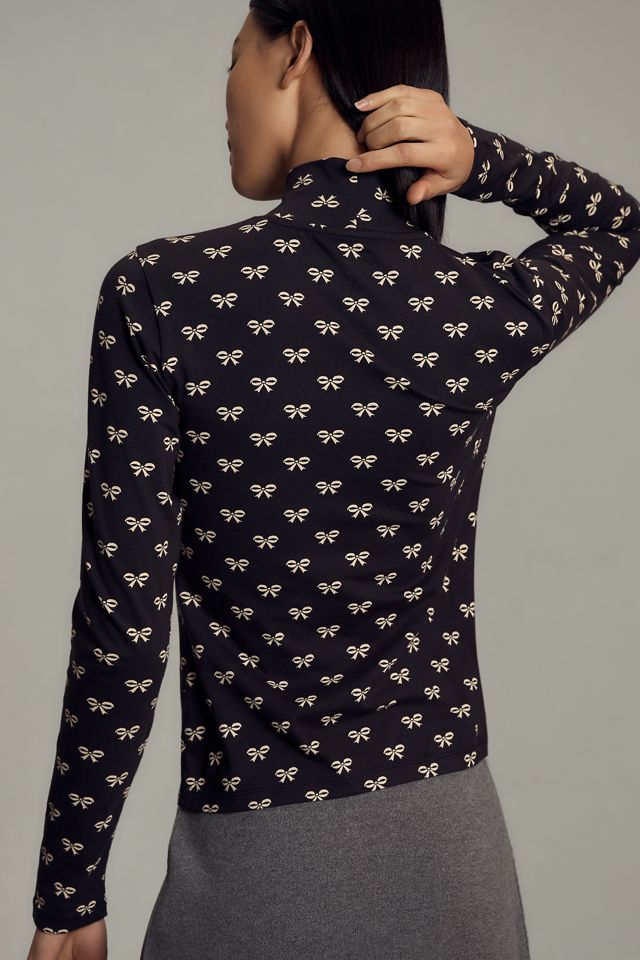 Maeve Printed Long-Sleeve Turtleneck Top #2