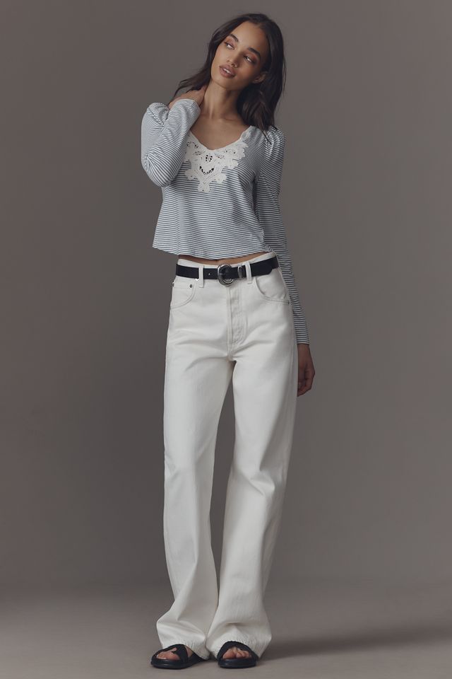 Maeve Lace Detail Puff-Shoulder Long-Sleeve Knit Top #2