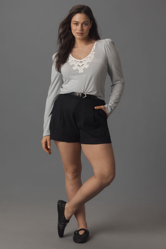 Maeve Lace Detail Puff-Shoulder Long-Sleeve Knit Top #6