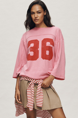 Pilcro 3/4 Sleeve Varsity Tee In Multi