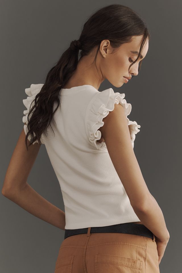 Maeve Ribbed Ruffle Tank Top #1