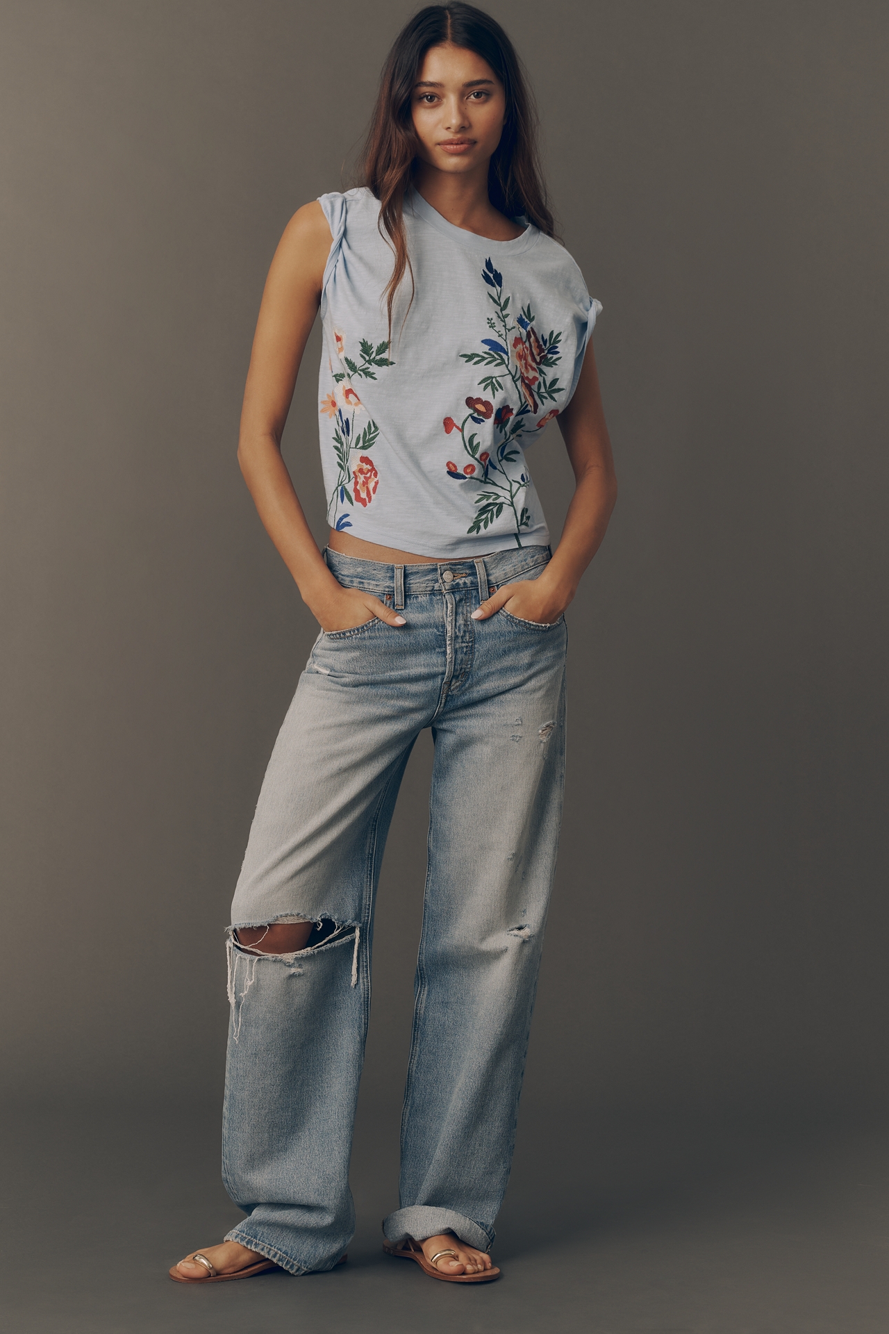 By Anthropologie Growing Florals Muscle Tee