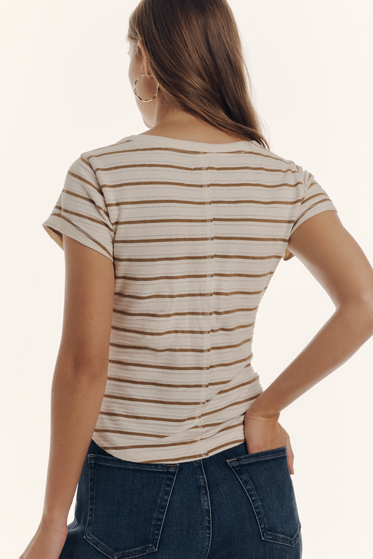 The Andie Scoop-Neck Ribbed Henley Top by Pilcro: Short-Sleeve Snap Edition