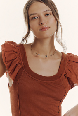 PILCRO FLUTTER-SLEEVE SPORT TANK TOP 