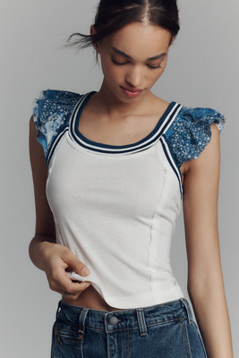 PILCRO FLUTTER-SLEEVE SPORT TANK TOP 