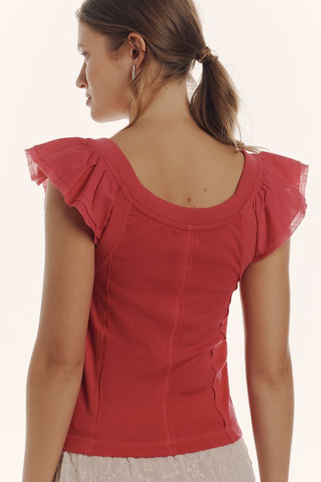 Pilcro Flutter-Sleeve Sport Tank