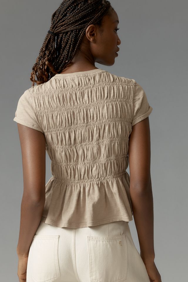 The Tabby Ruched Cap-Sleeve Tee by Pilcro #1