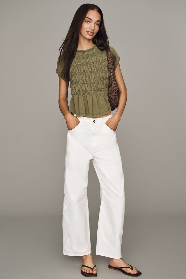 Pilcro Tabby Cotton Smocked Peplum Tee #1