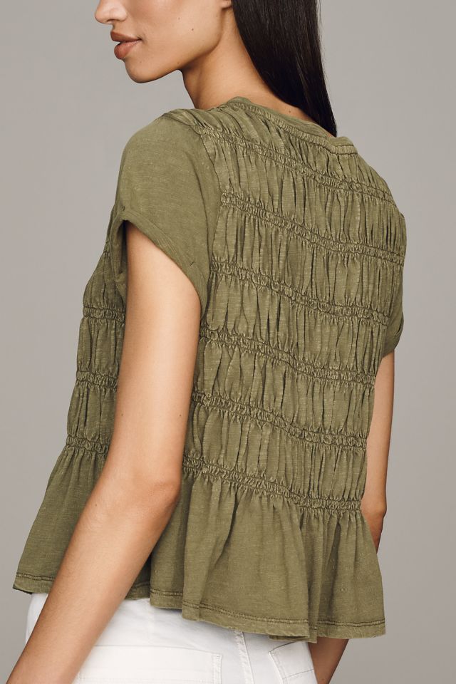 Pilcro Tabby Cotton Smocked Peplum Tee #2
