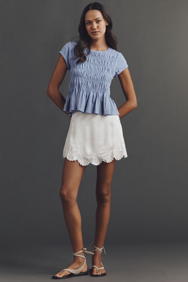 The Tabby Ruched Cap-Sleeve Tee by Pilcro | Anthropologie
