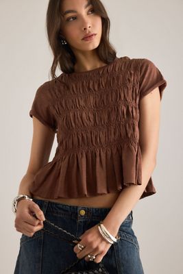 T-shirt Pilcro Garment Dye con collo arricciato e maniche corte