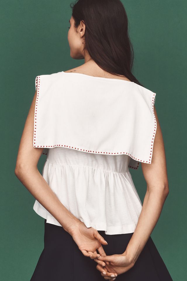 Maeve Collared Tie-Front Top