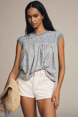 By Anthropologie Smocked Yoke Top
