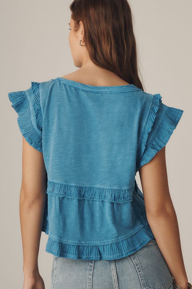 Pilcro Short Sleeve Ruffle-Trim Henley Baby T-Shirt #1
