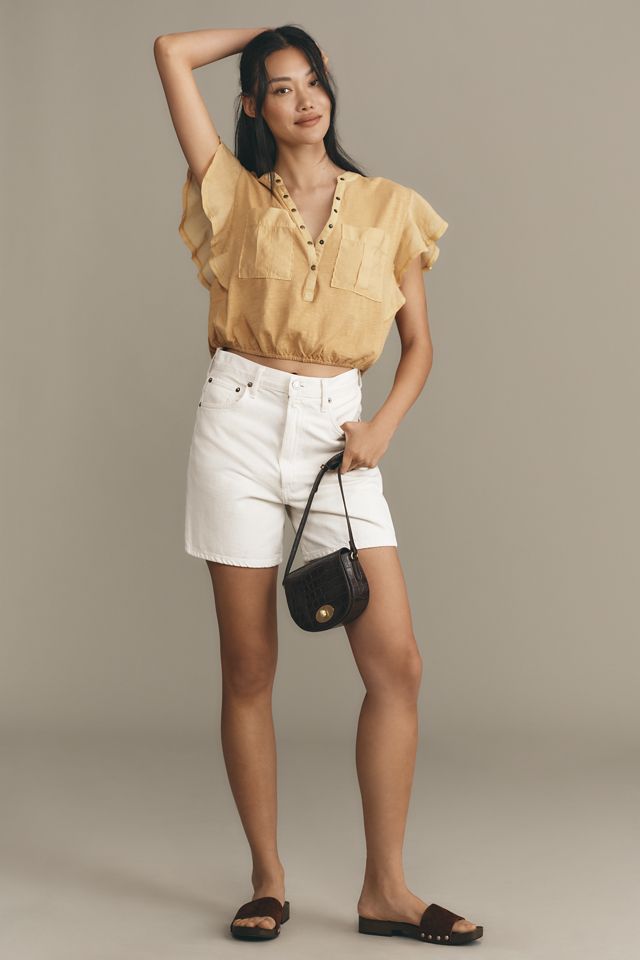 By Anthropologie V-Neck Ruffle-Sleeve Knit Top #2