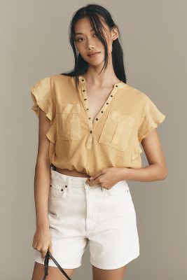 Sheer Sleeve Ribbed Crew Neck Sweater | Elie Elie Tahari