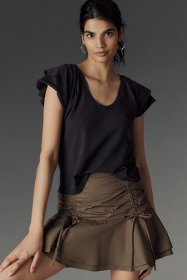 Maeve Scoop-Neck Flounce-Sleeve Tee product page