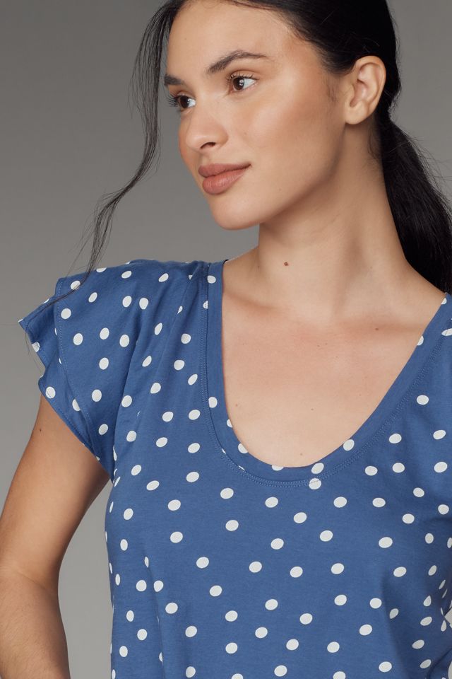Maeve Scoop-Neck Flounce-Sleeve Tee #3