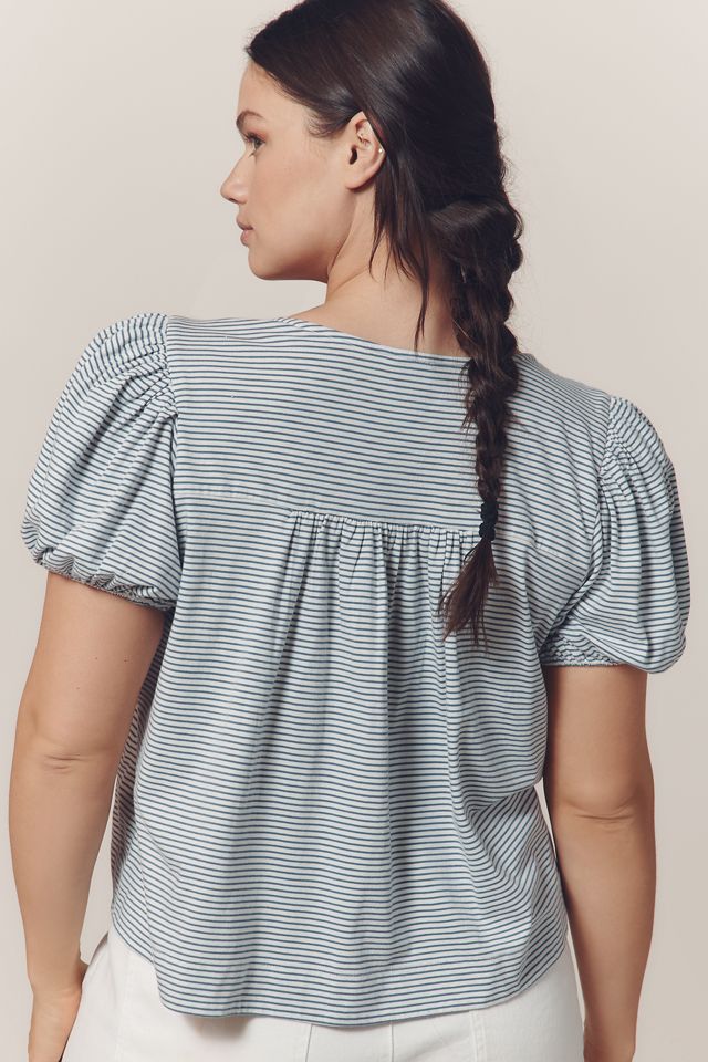 Maeve Square-Neck Puff-Sleeve Swing Tee #5