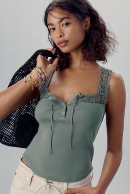 By Anthropologie Crochet-Trim Tank Top