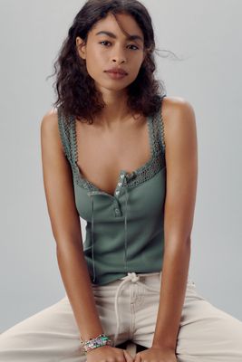 By Anthropologie Crochet-Trim Tank Top