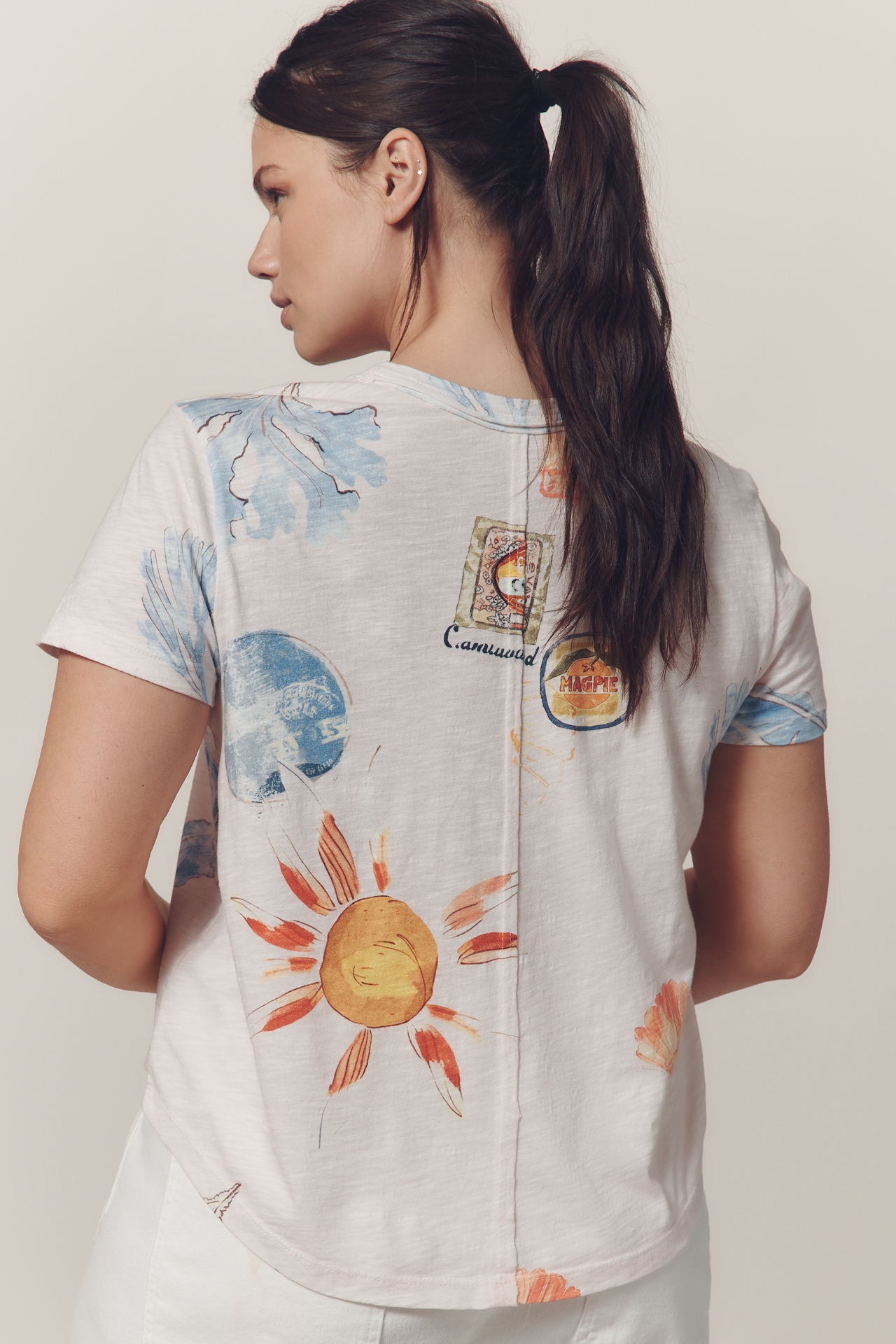 The Bennie Cotton-Slub Crew-Neck Tee by Pilcro: Watercolor Edition