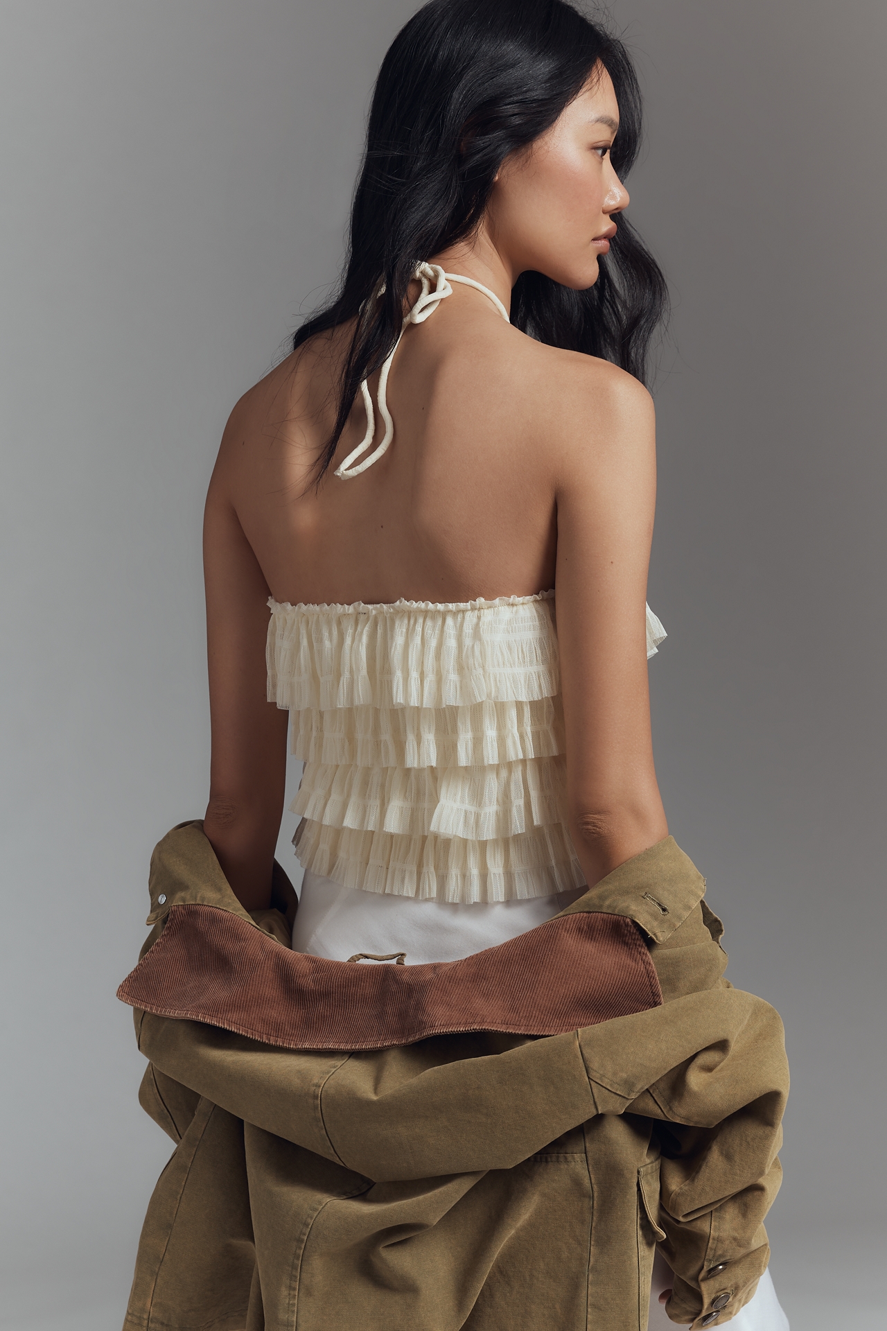By Anthropologie Halter Ruffle Tank Top​
