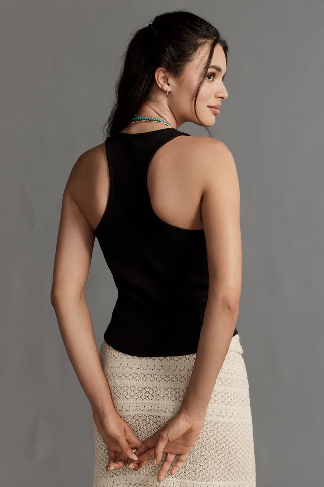 By Anthropologie Ribbed Seamed Deep-V Neck Tank Top  #3