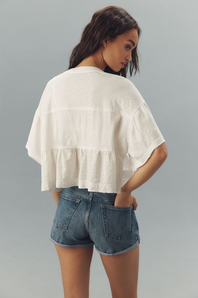 Pilcro Boxy Crochet Babydoll Blouse