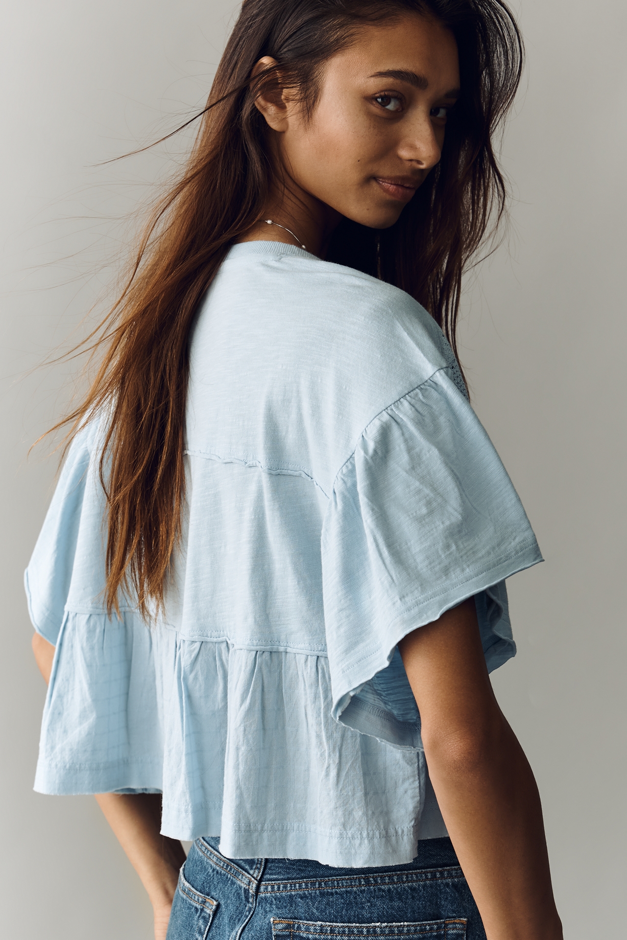 Pilcro Boxy Crochet Babydoll Blouse