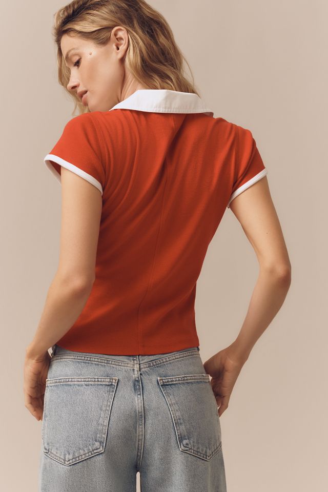 Pilcro Collared Lace-Up Baby Tee #1