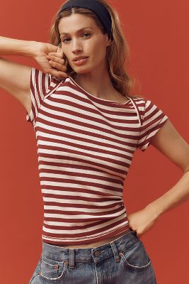 T-Shirt Enveloppe Manches Courtes en taille: XS chez Anthropologie - Pilcro - Modalova