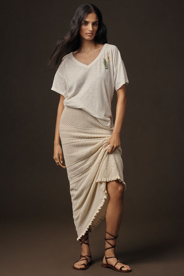 The Jordyn Cotton-Slub V-Neck Oversized Tee by Pilcro #2