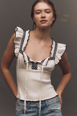 By Anthropologie Ruffled Tie-front Tank Top