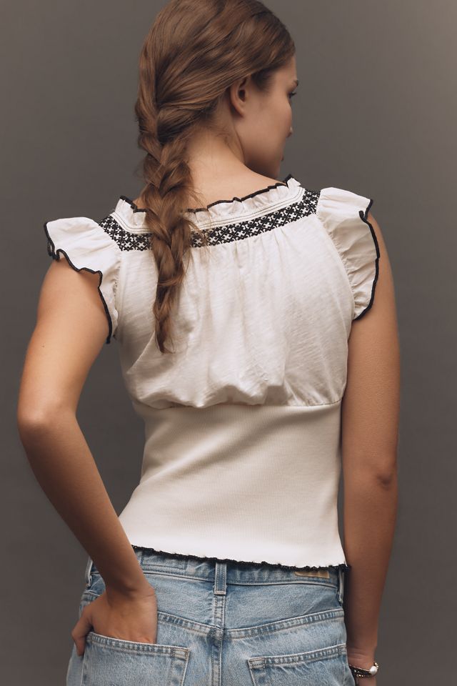 By Anthropologie Ruffled Tie-Front Tank #1