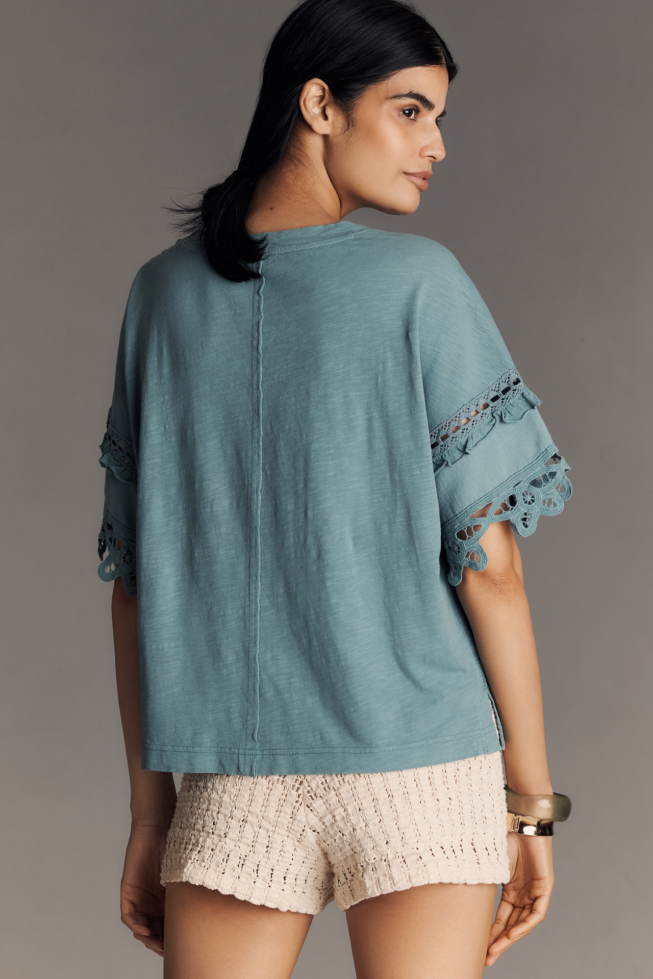 Pilcro Heritage Lace-Trim Tee