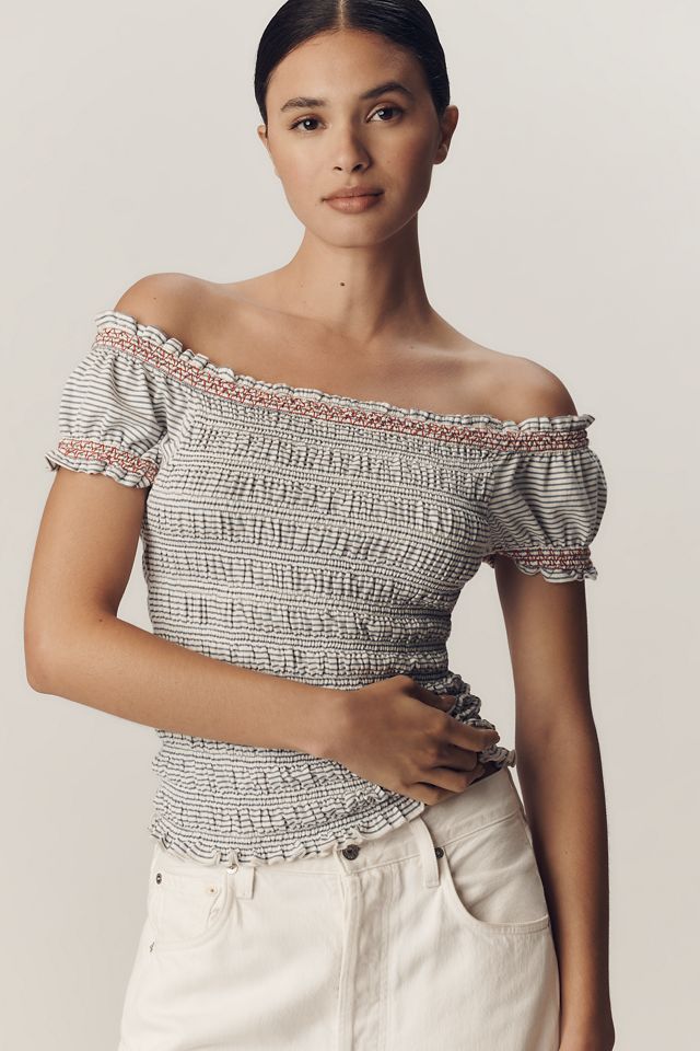 Maeve Off-The-Shoulder Smocked Top